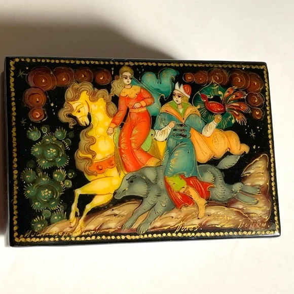 Vintage Storage Organization Vintage Finely Painted Russian